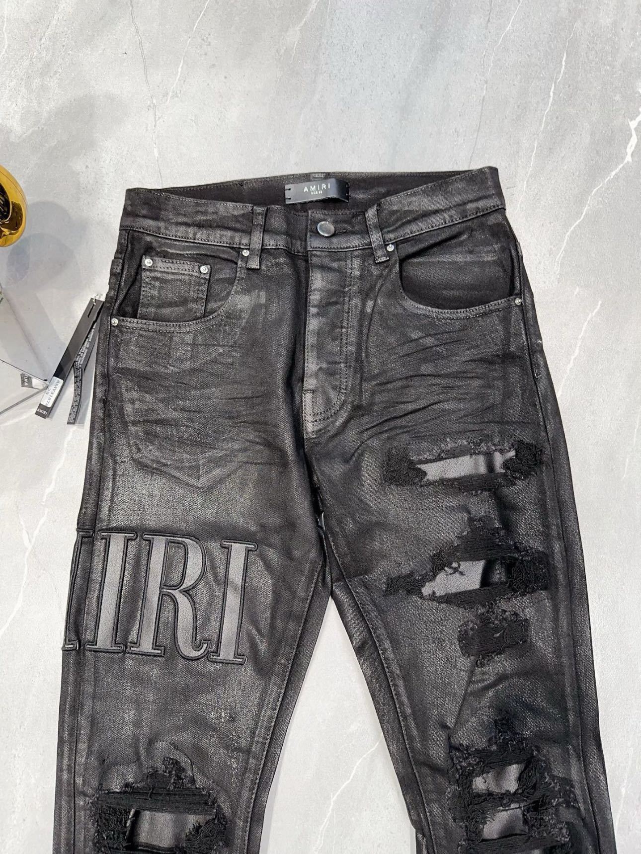AMIRI WAX LOGO JEAN 'BLACK'