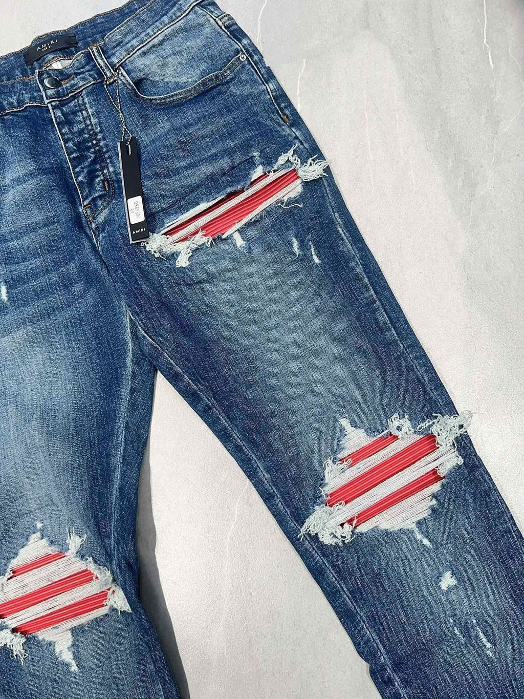 AMIRI MX1 INDIGO RED SUEDE JEANS