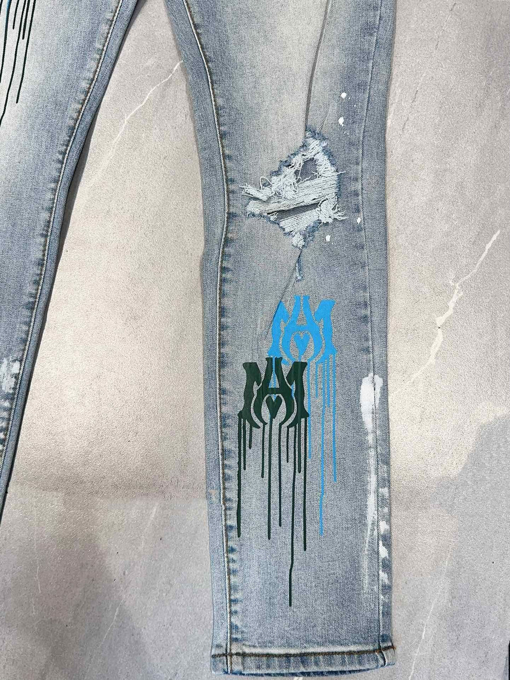 AMIRI MA DRIP SKINNY JEANS 'LIGHT INDIGO'